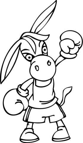 Democrat Donkey Wearing Boxing Gloves Coloring Page